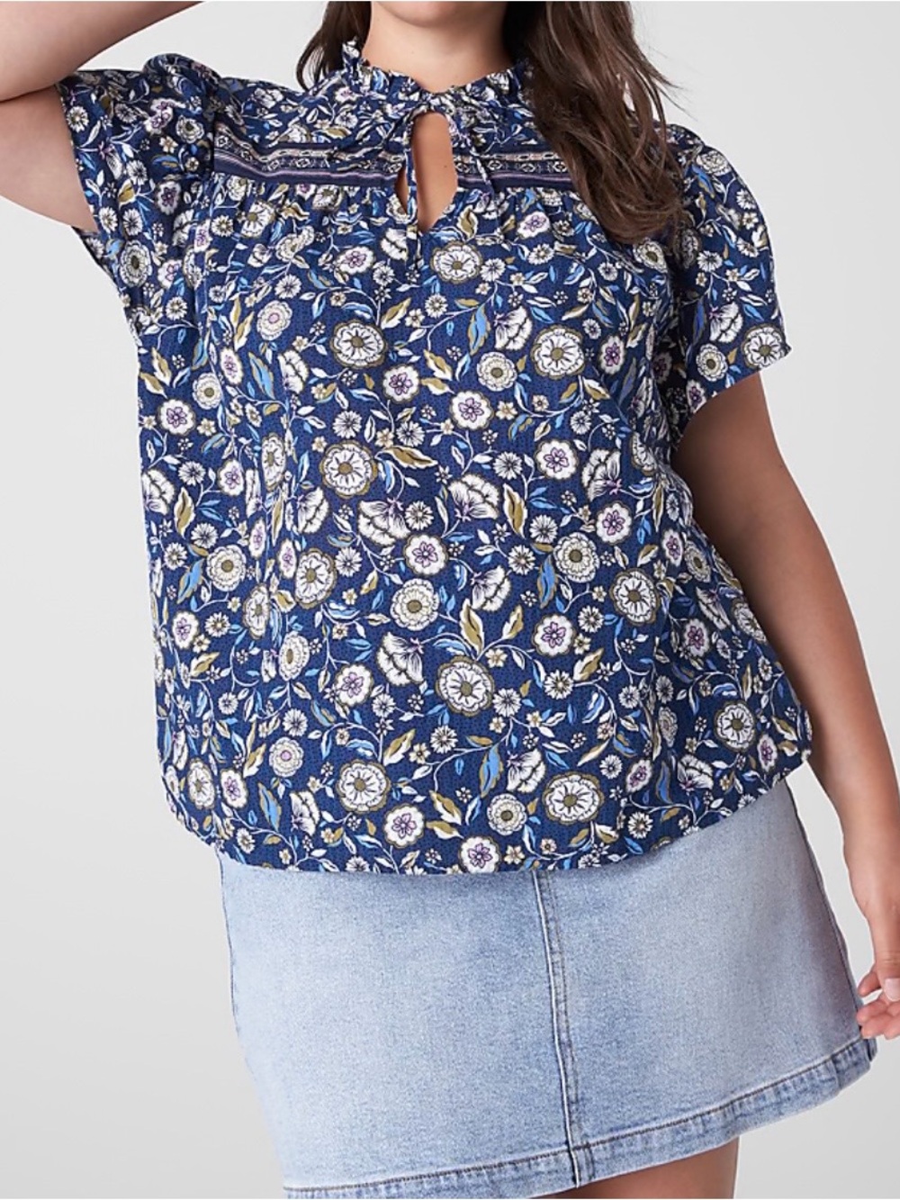 Lane Bryant Short - Sleeve Double - Tie Top